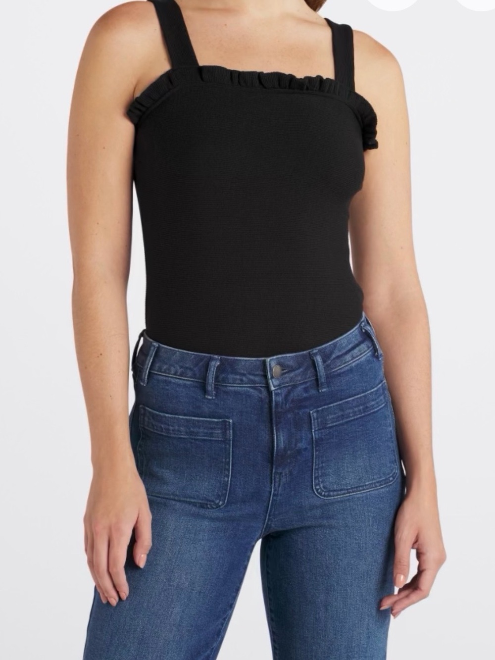 Gilli Black Ribbed Ruffle-Trim Tank Top - Picture 5 of 5